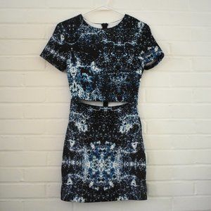 LF Patterned Mini Cocktail Dress with Cutout